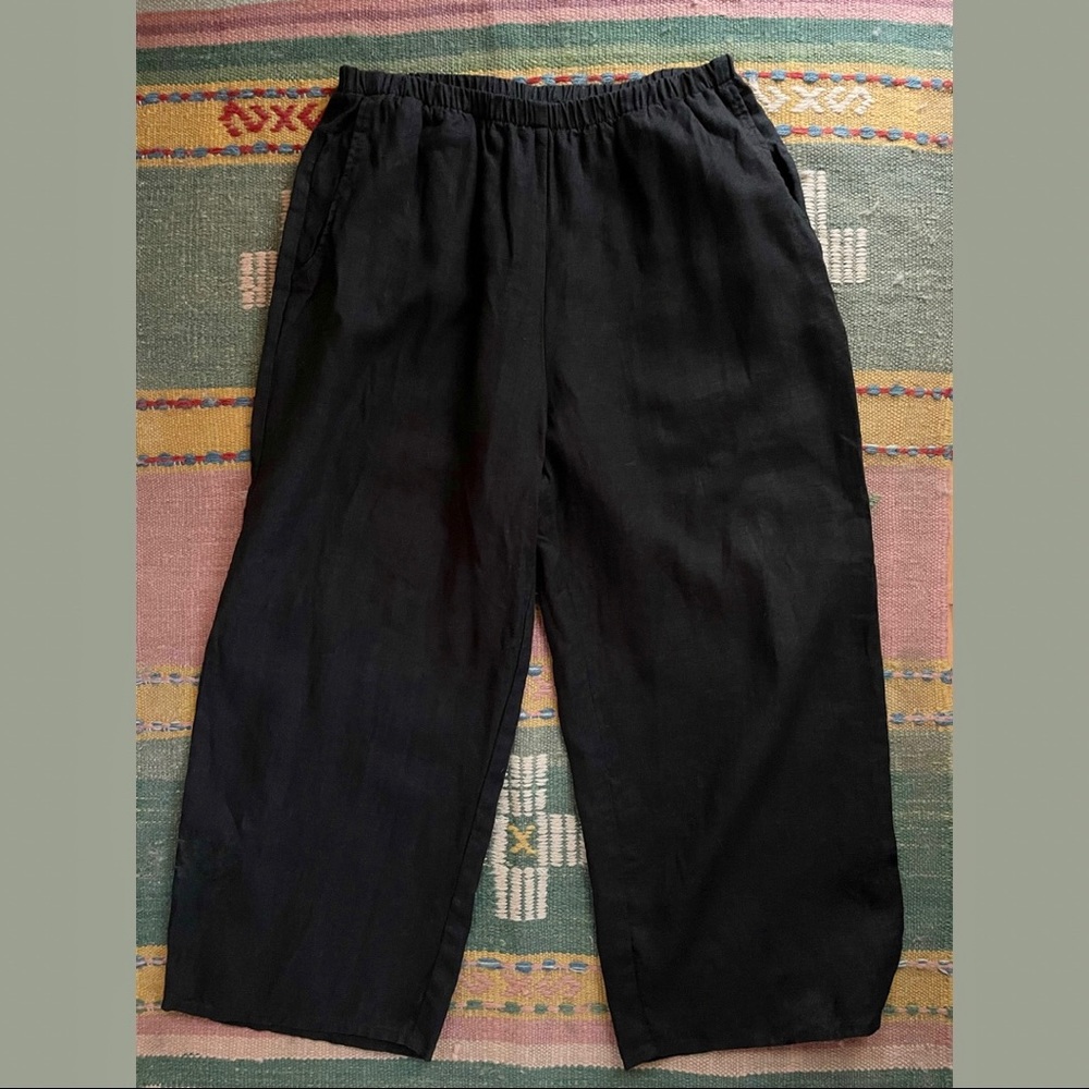 FLAX LINEN pants Medium Black boho lounge